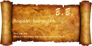 Bogdán Bereniké névjegykártya